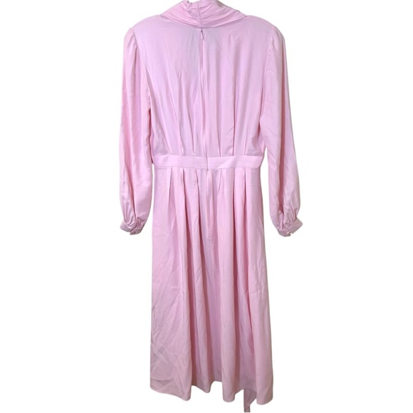 ADAM LIPPES - Pleated Draped Silk-Crepe Midi Dress in Baby Pink - Est Size XS, 0 - Picture 5 of 17